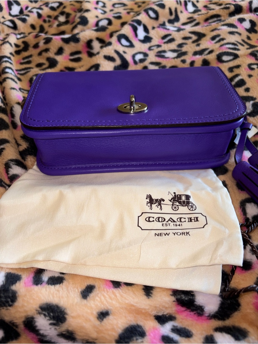 Coach Legacy NWT Penny Purple Leather Turnlock Crossbody with Tassel & Dusty - Picture 3 of 9